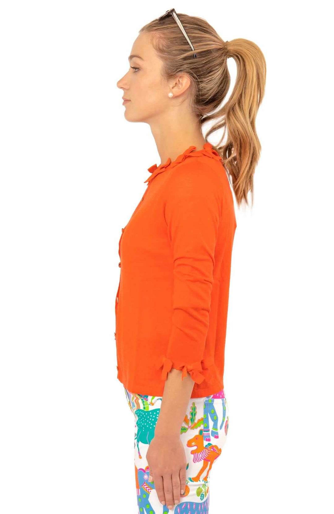 Navy Bow Trimmed Cardigan