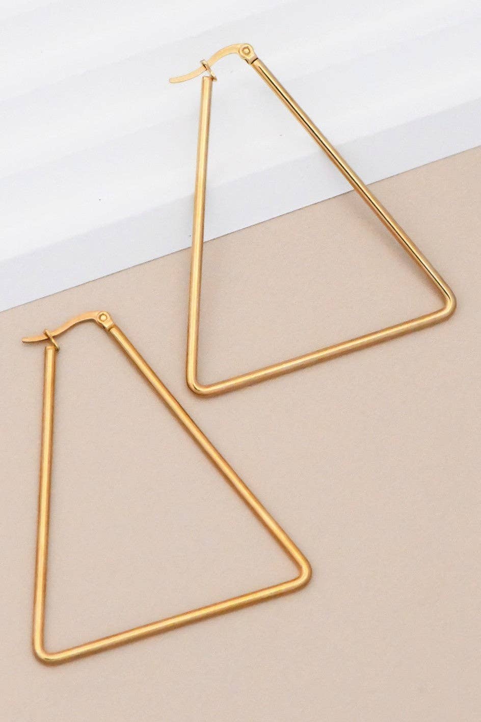 Triangle 18K Gold Plated Waterproof Stainless Steel Hoop Earrings