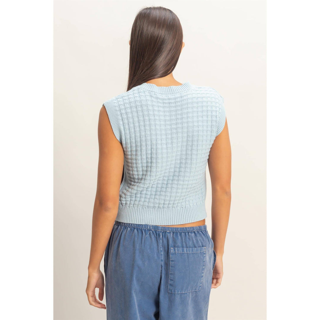 Red Textured Sleeveless Knit Top