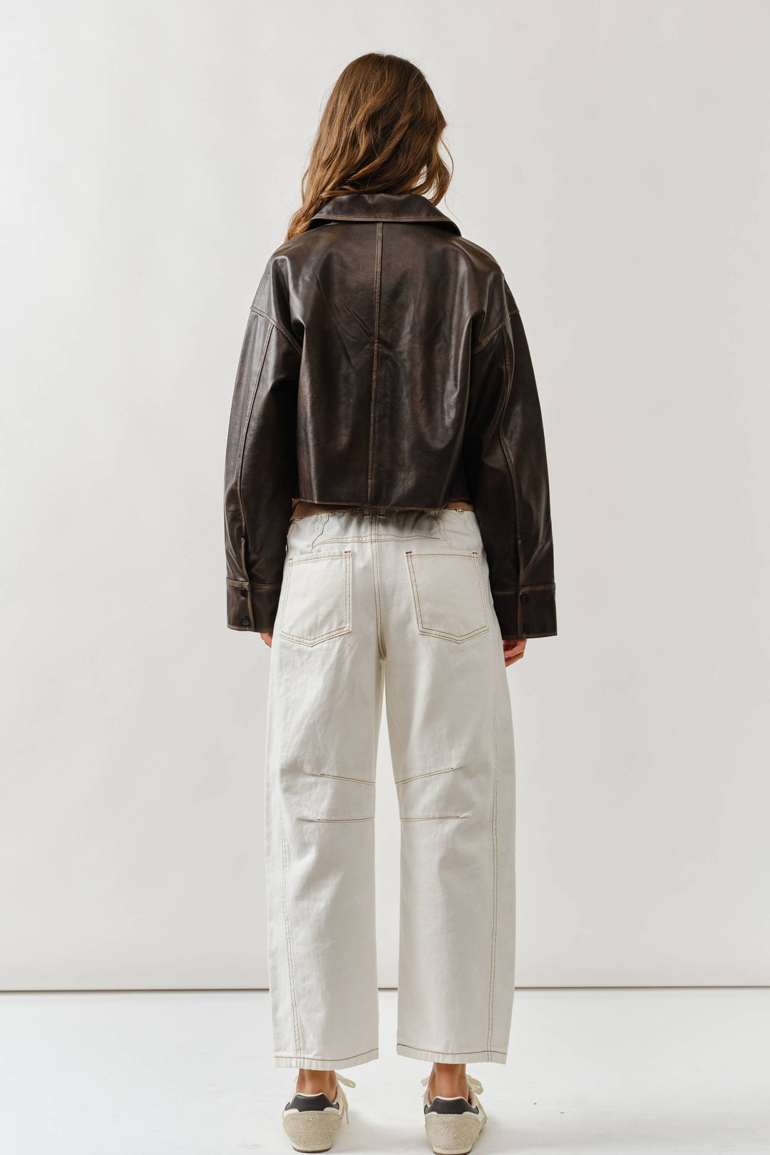 Brown Vintage Washed Leather Jacket-1 LEFT