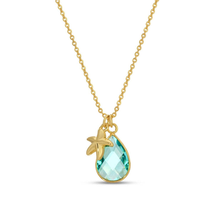 Starfish &amp; Glass Teardrop Necklace