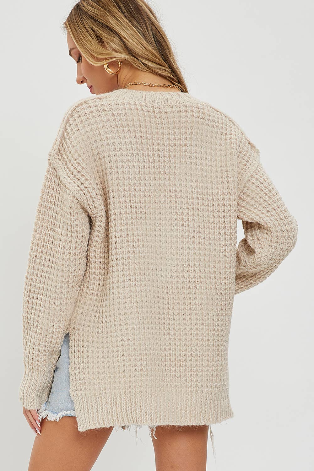Ivory Waffle Knit Sweater