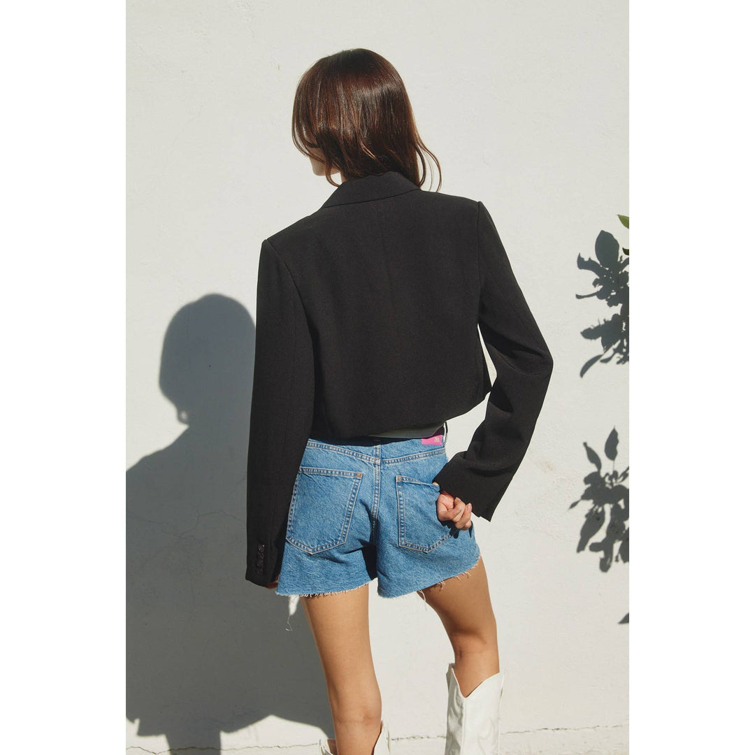 Black Cropped Classic Blazer