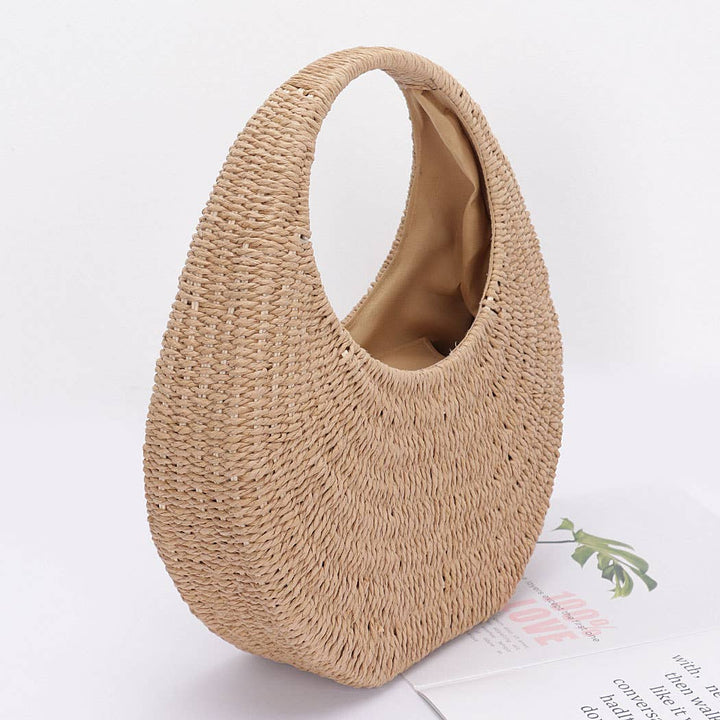 Faux Straw Hard Hobo Bag