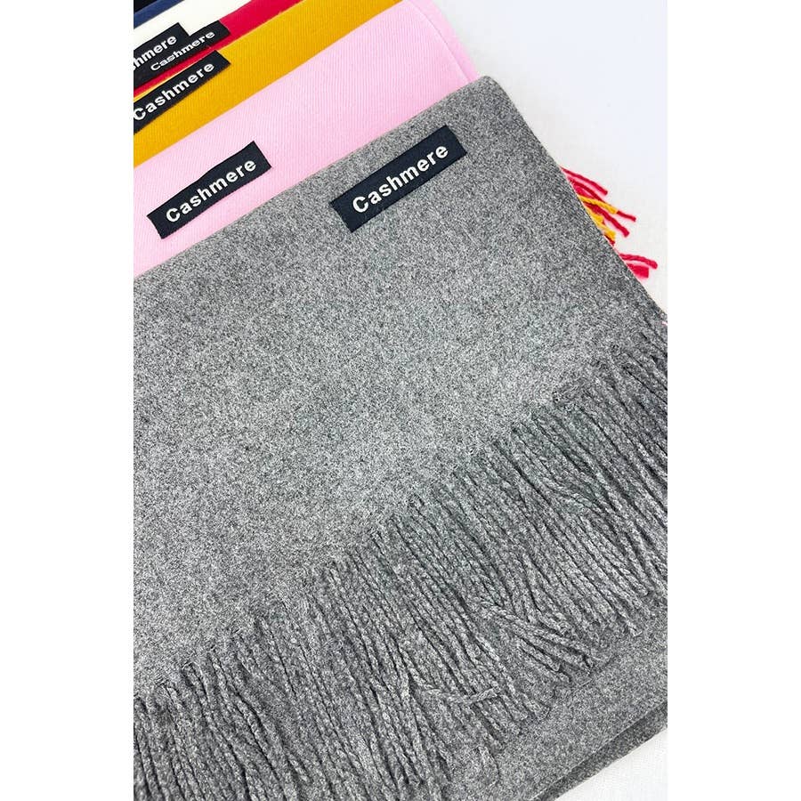 Red Solid Cashmere Scarf With Tassel