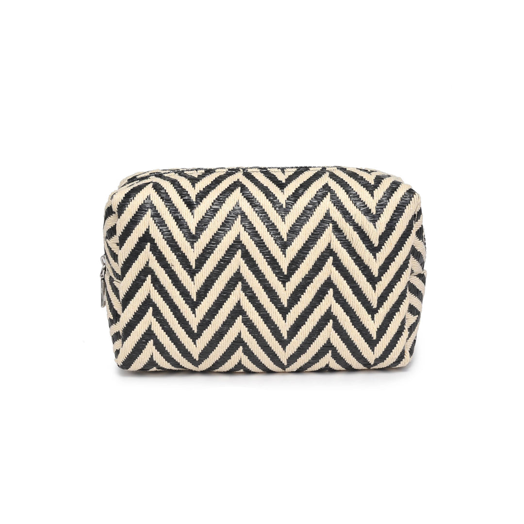 Makeup Bag Black/White Chevron Design