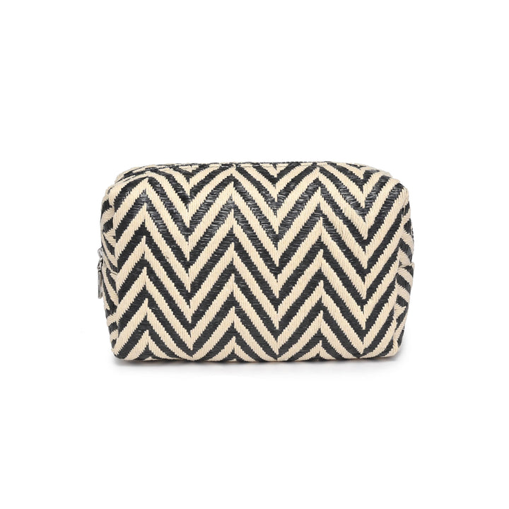 Makeup Bag Black/White Chevron Design