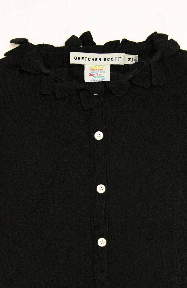 Navy Bow Trimmed Cardigan