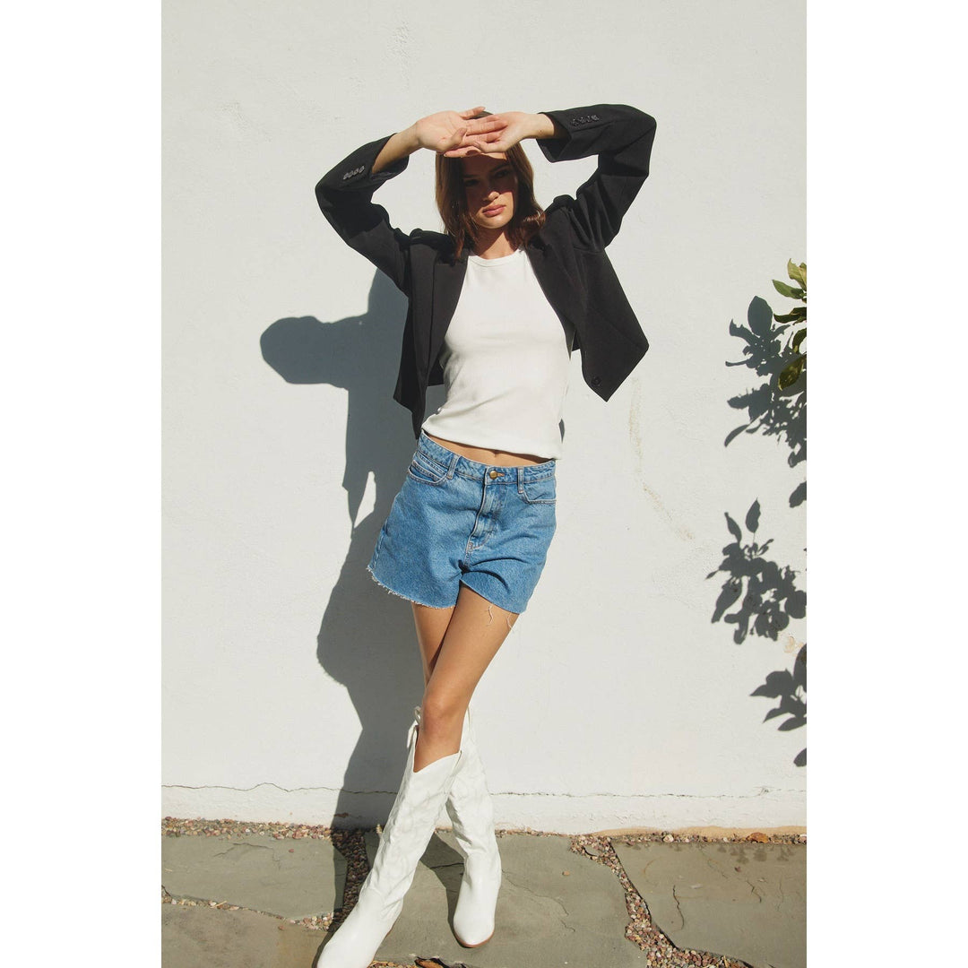 Black Cropped Classic Blazer