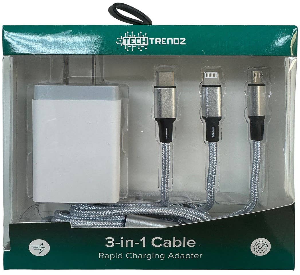 All in one quick charging cable and adapter set