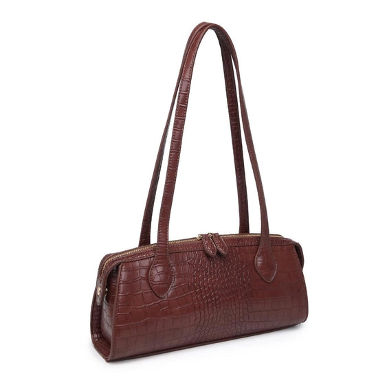 Essential Croc Print Shoulder Bag- Chocolate
