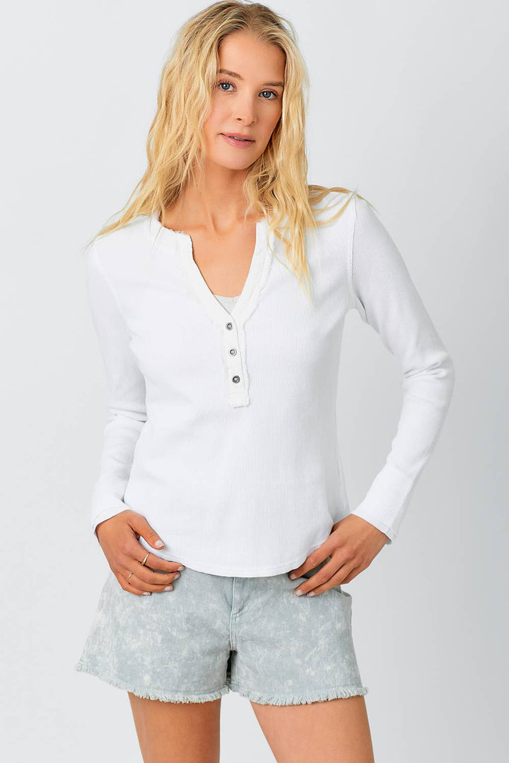 Off-White Washed Thermal Henley Top