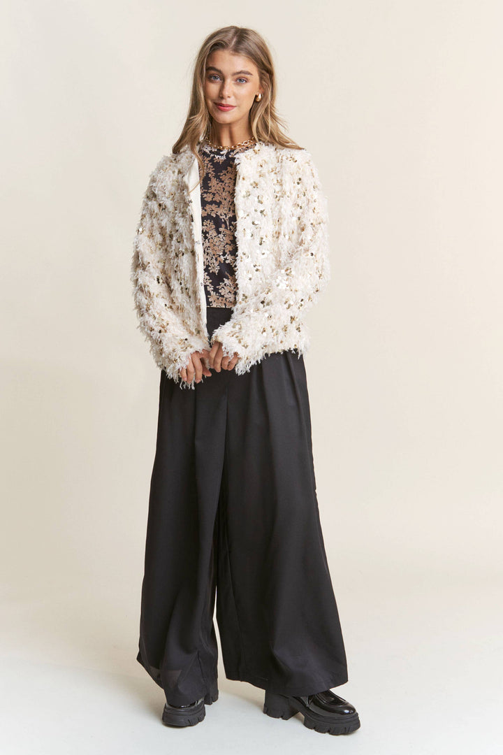 Fuzzy Sequins Jacket