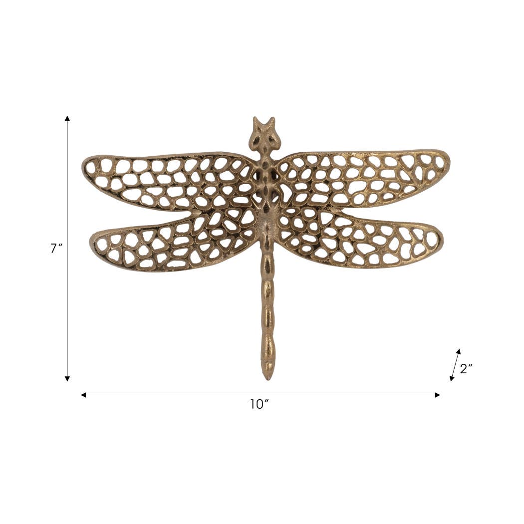 Gold 10 in. Metal Novelty Dragonfly