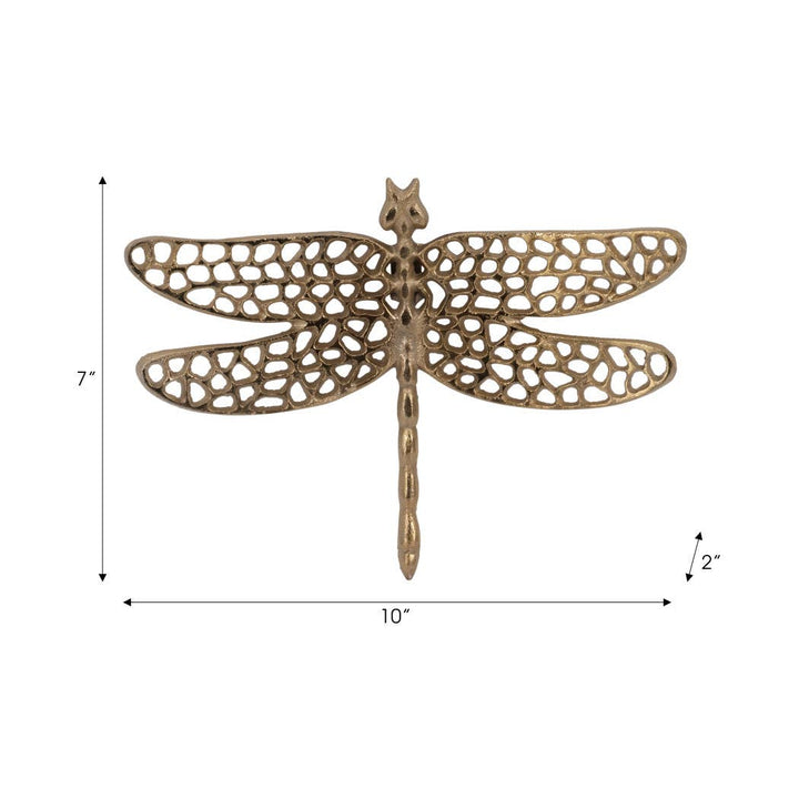 Gold 10 in. Metal Novelty Dragonfly