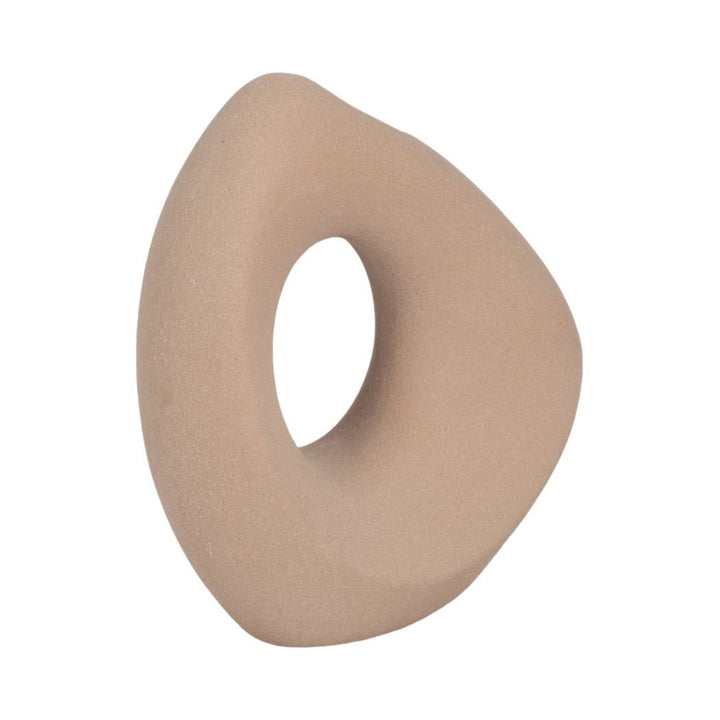 Tan 8 in. Ceramic Lopsided Open Cut-Out Vase Sand Texture