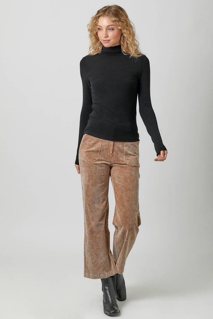 Black Knit Mock Neck Top