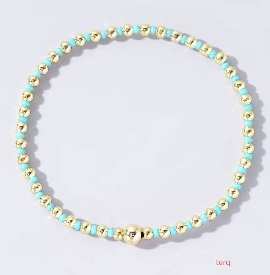 Boho Colored Bracelet with beads/gold ball