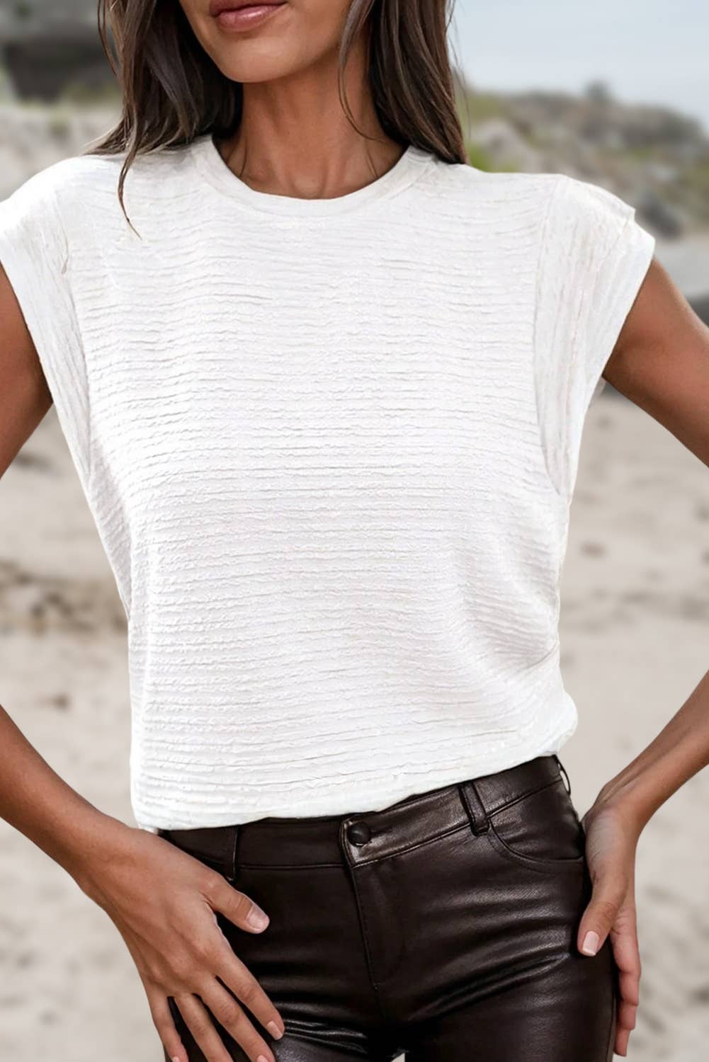 Textured Sleeveless Casual Top