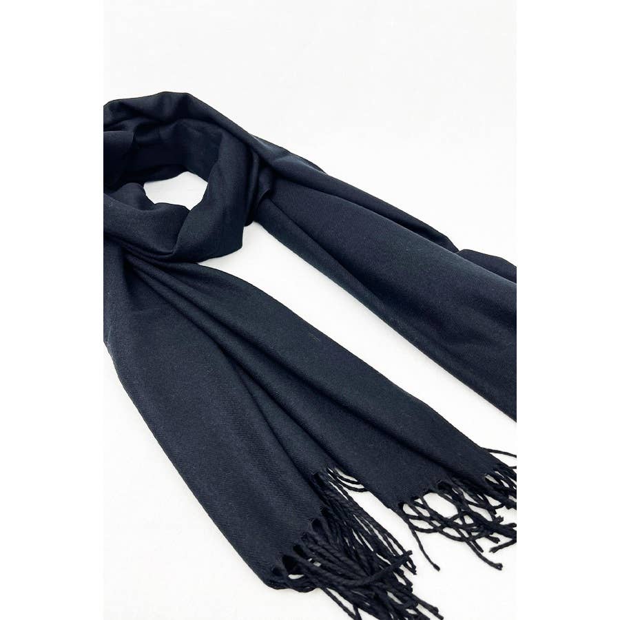 Red Solid Cashmere Scarf With Tassel