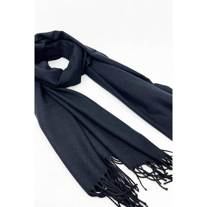 Red Solid Cashmere Scarf With Tassel