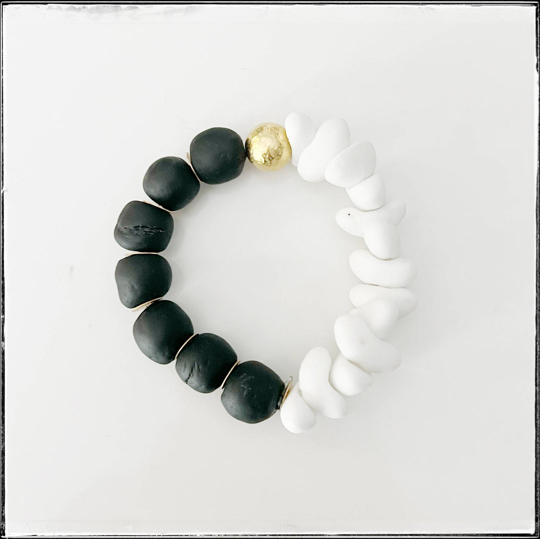 Black Glass Bead Stretch Stacking Bracelet
