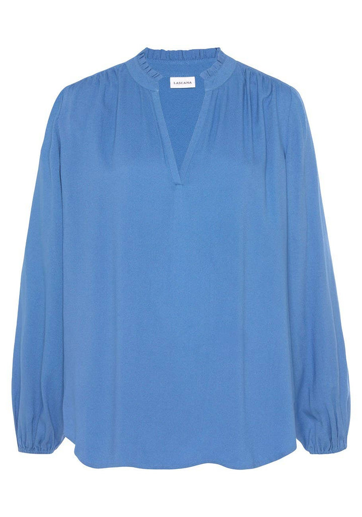 Blue Ruffle Detail Blouse