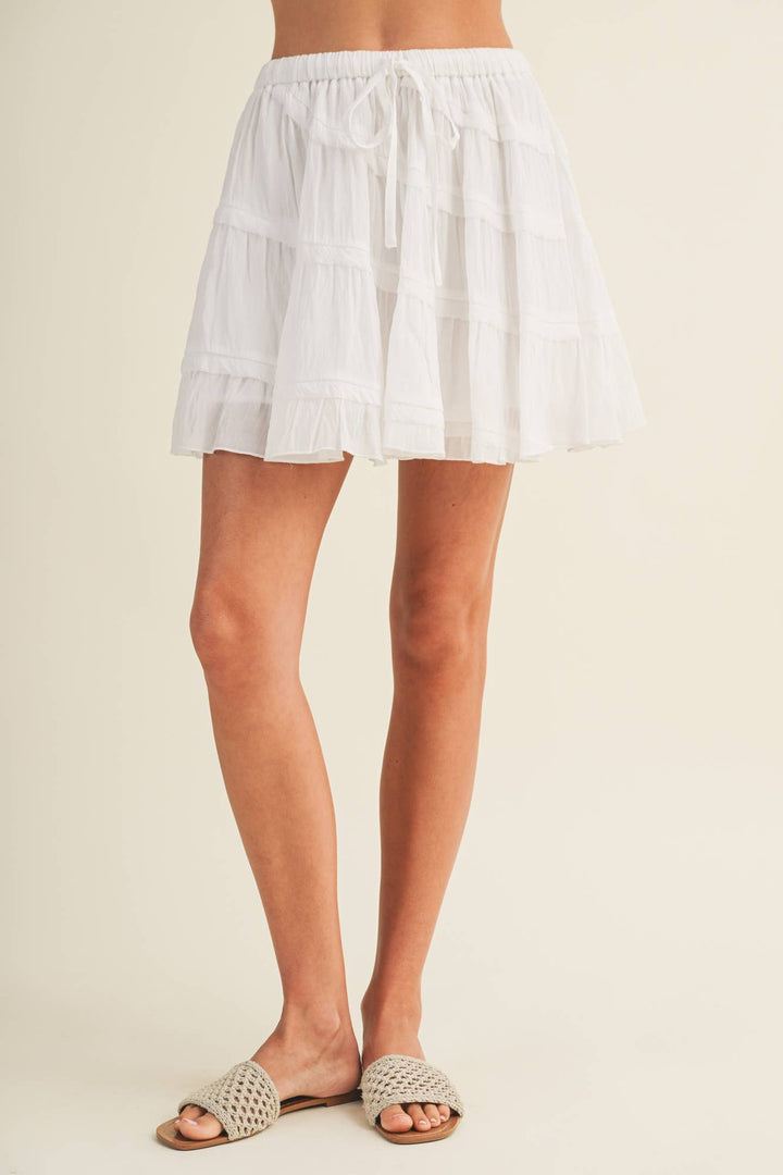 White Tiered Voile Skort