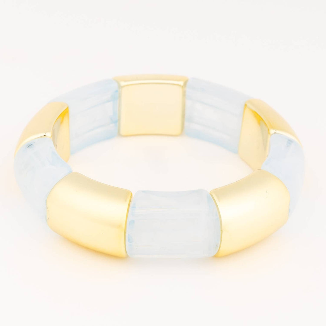 Sky Blue &amp; Gold Bangle Bracelet