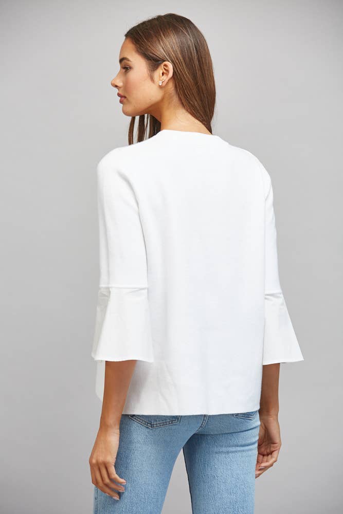 White Flare Bell Sleeve Top
