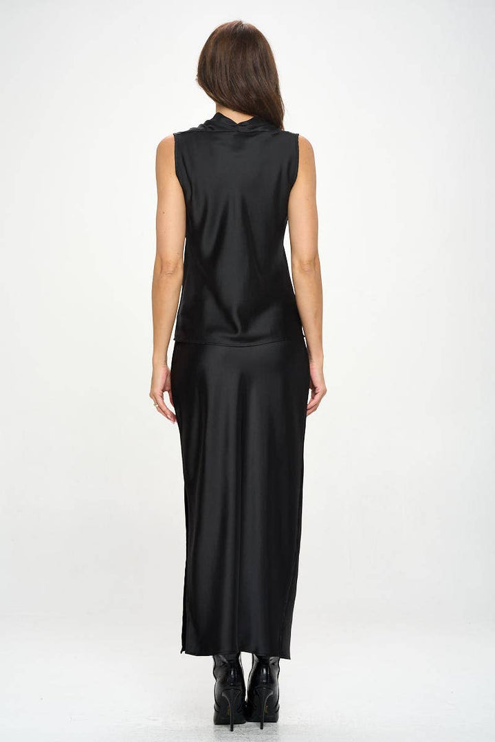Silky Satin V Neck Sleeveless Top