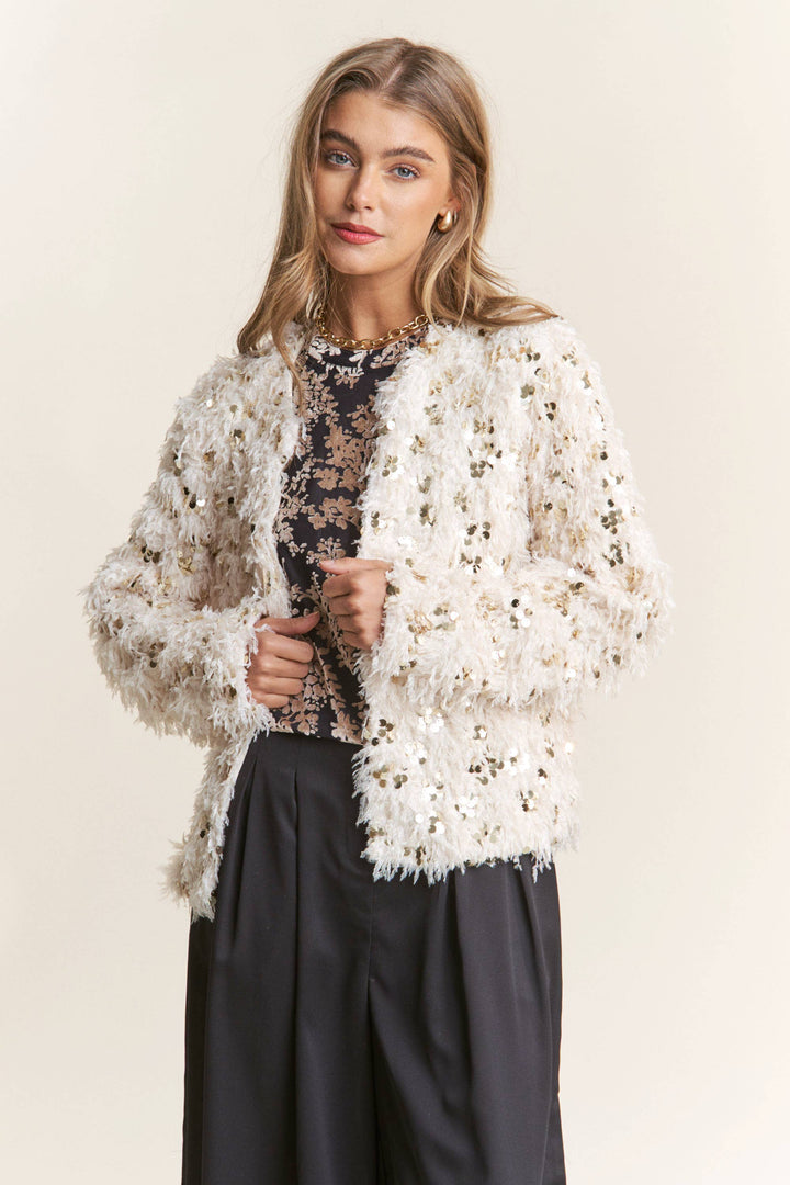 Fuzzy Sequins Jacket