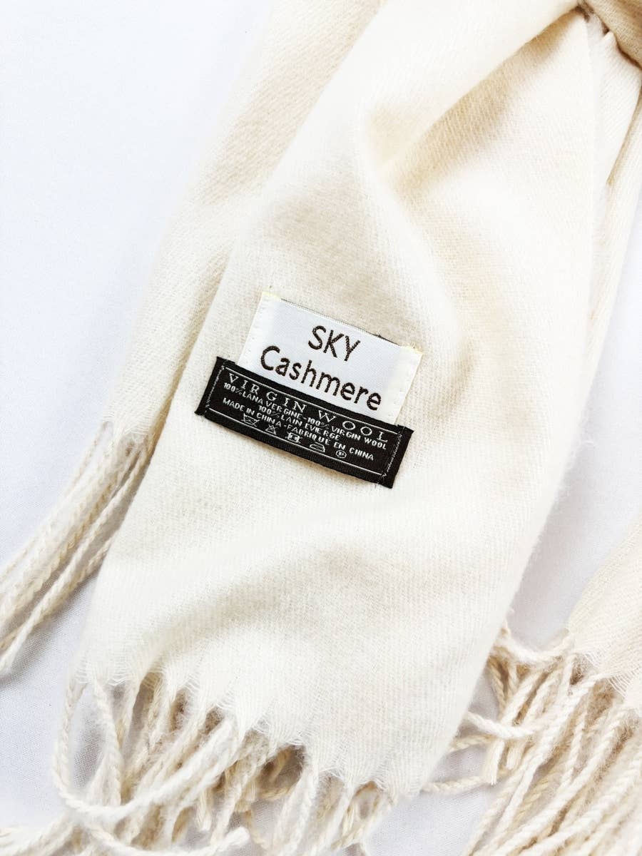 Red Solid Cashmere Scarf With Tassel