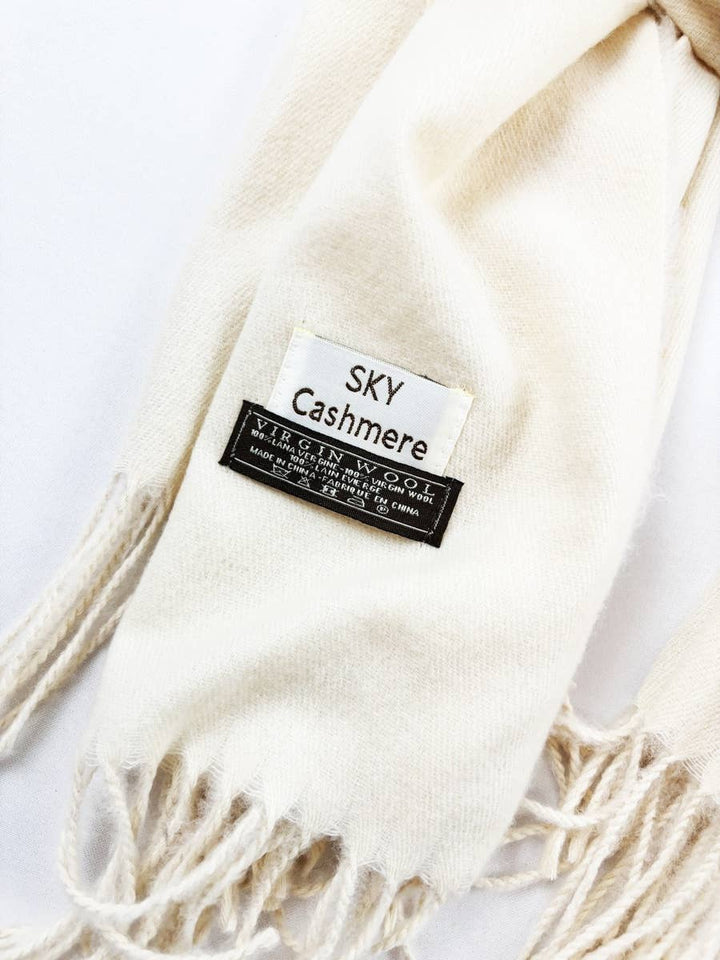 Red Solid Cashmere Scarf With Tassel