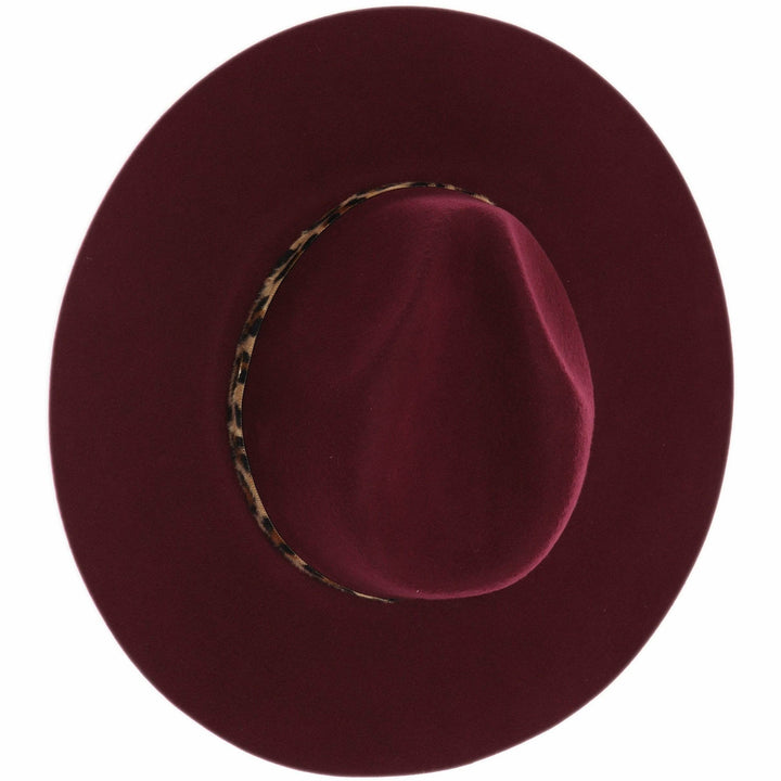 Leopard Trim Wool Felt Brim Hat
