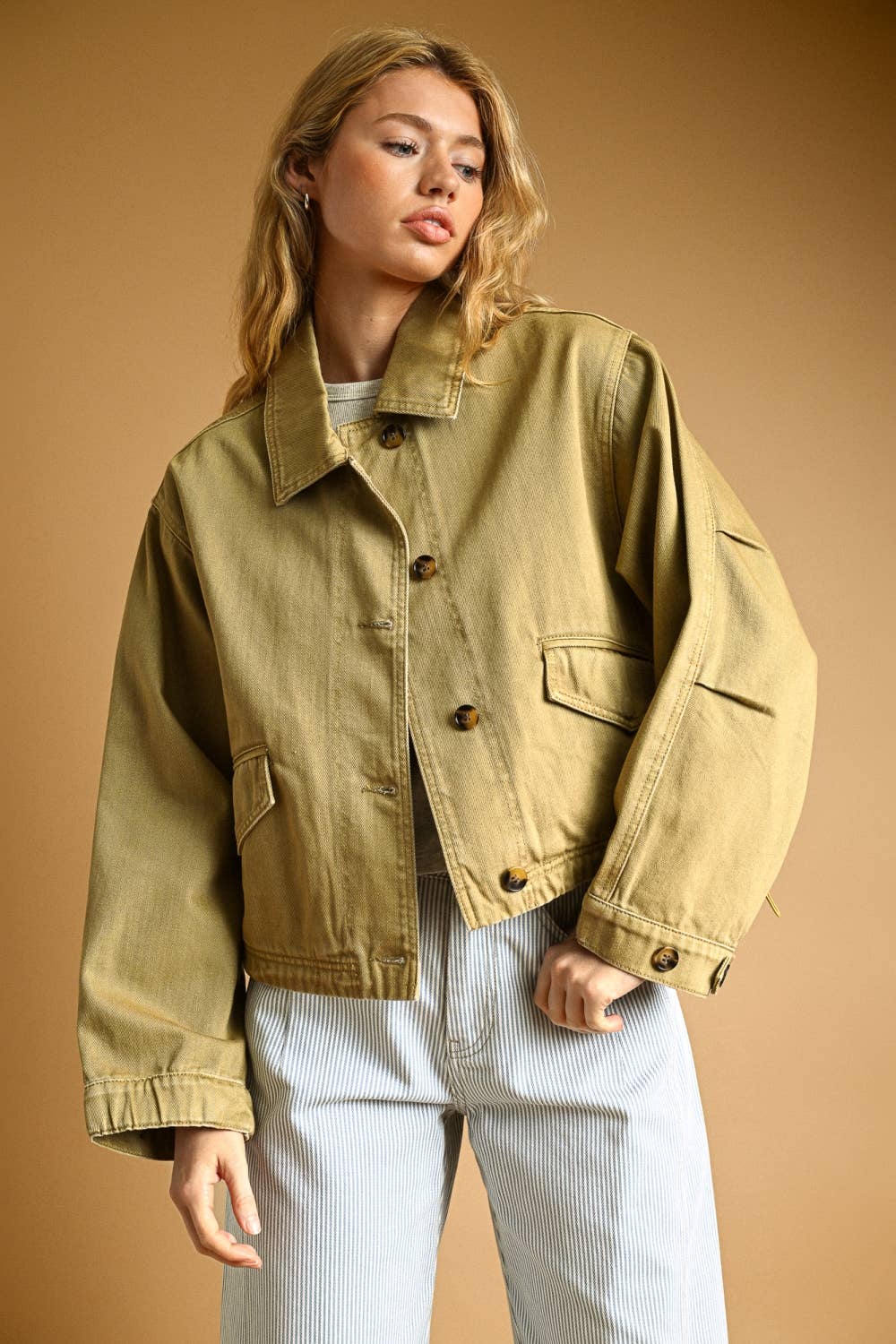 Navy Long Sleeve Cotton Jacket