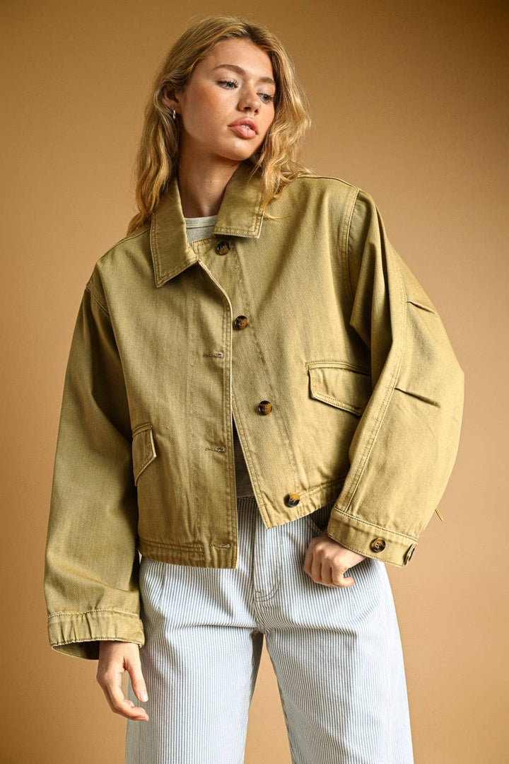 Navy Long Sleeve Cotton Jacket