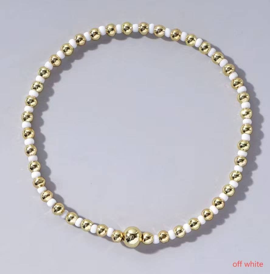 Boho Colored Bracelet with beads/gold ball