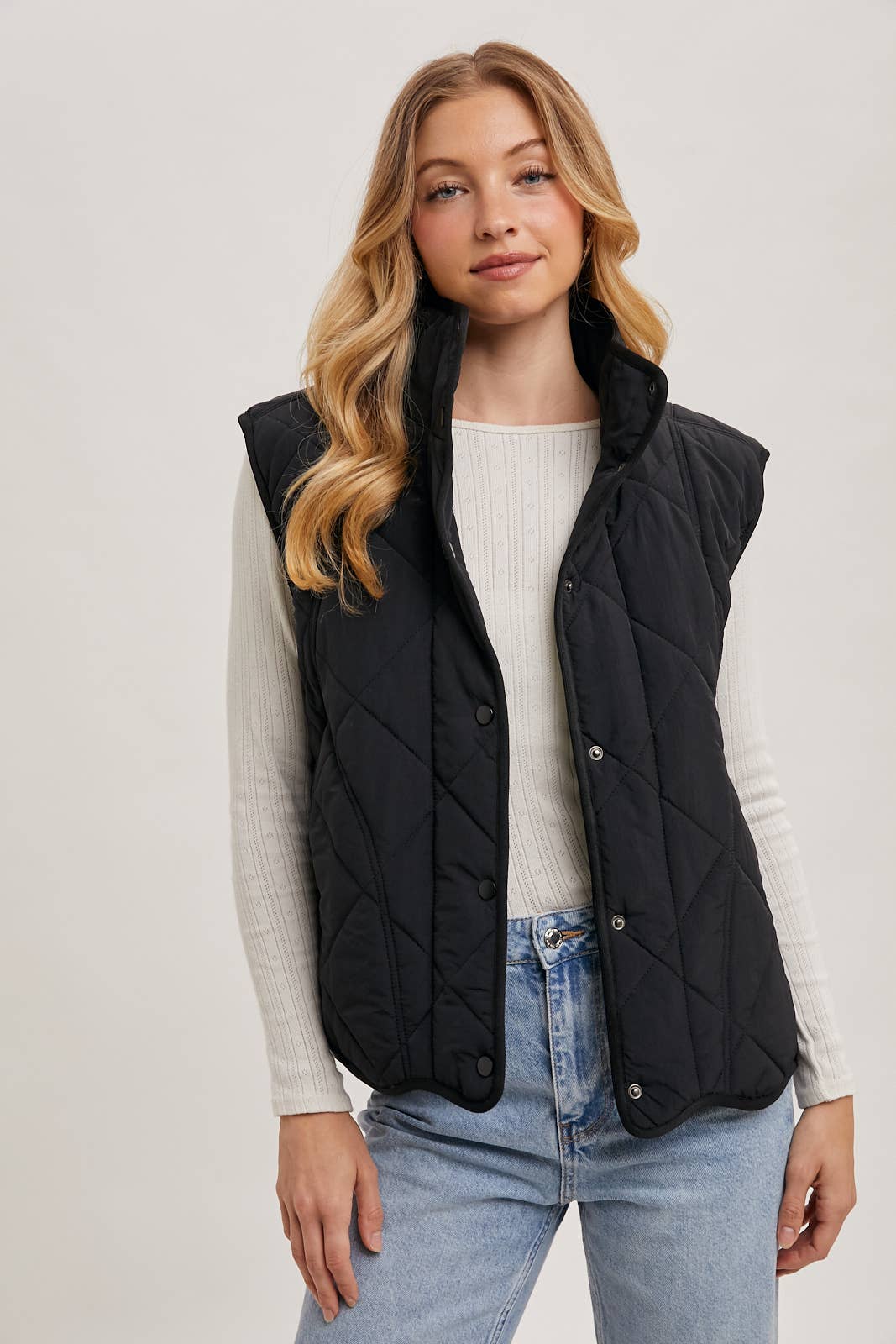 Black Button Down Quilted Vest