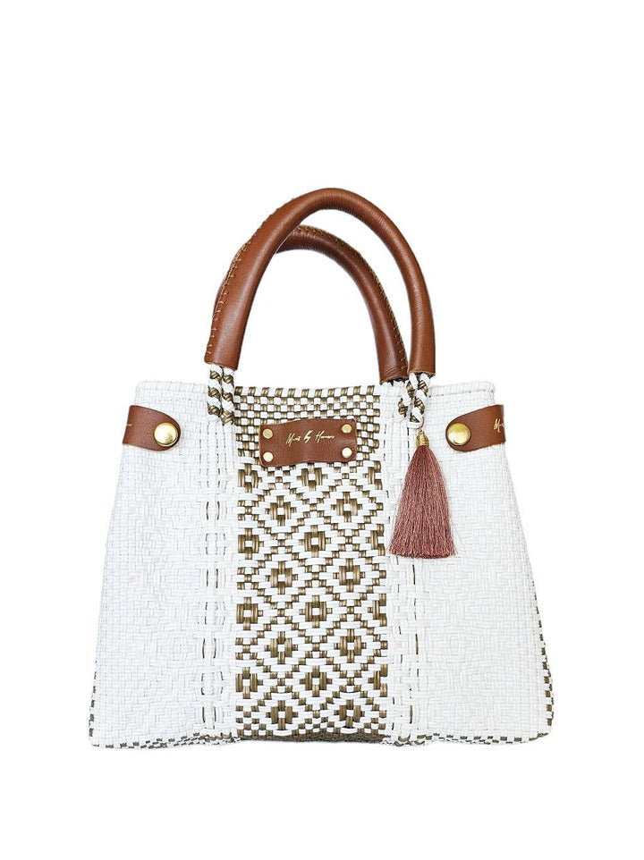White Brown Crossbody or Clutch Summer Bag