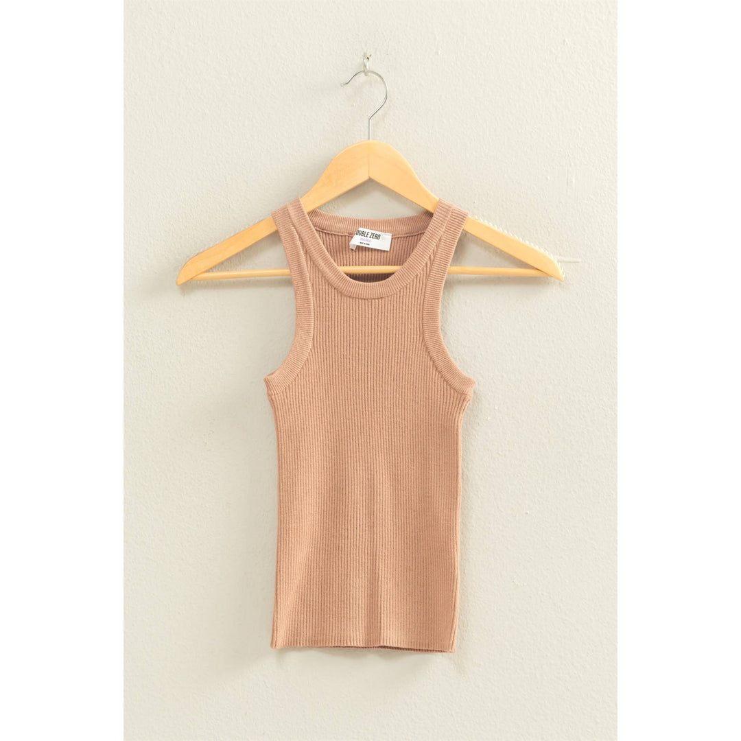 White Ribbed Knit Tank Top