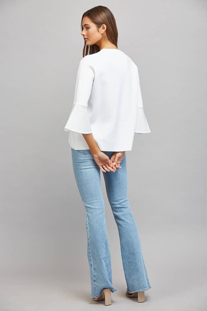 White Flare Bell Sleeve Top