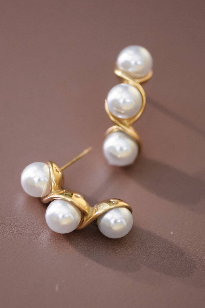 18K Gold Plated Pearl Earrings