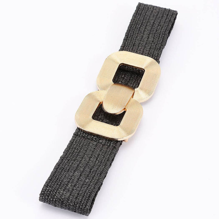 Metal Buckle Elastic Belt-Black