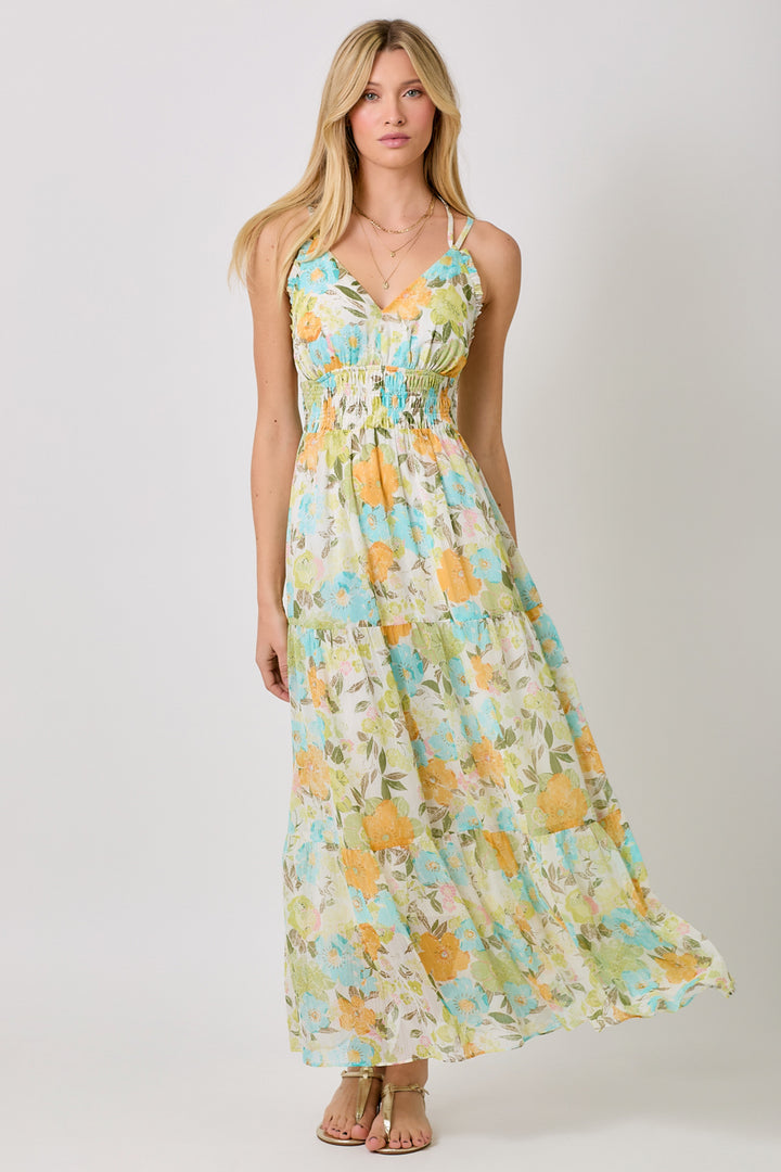 Printed Long Tiered Dress