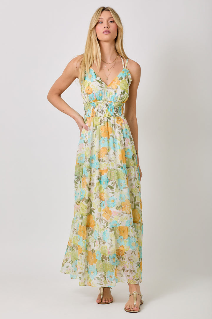 Printed Long Tiered Dress