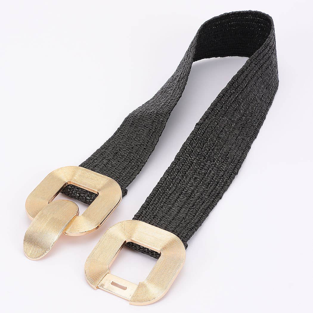 Metal Buckle Elastic Belt-Black