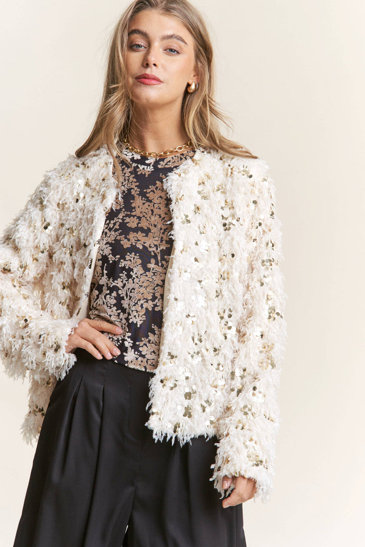 Fuzzy Sequins Jacket