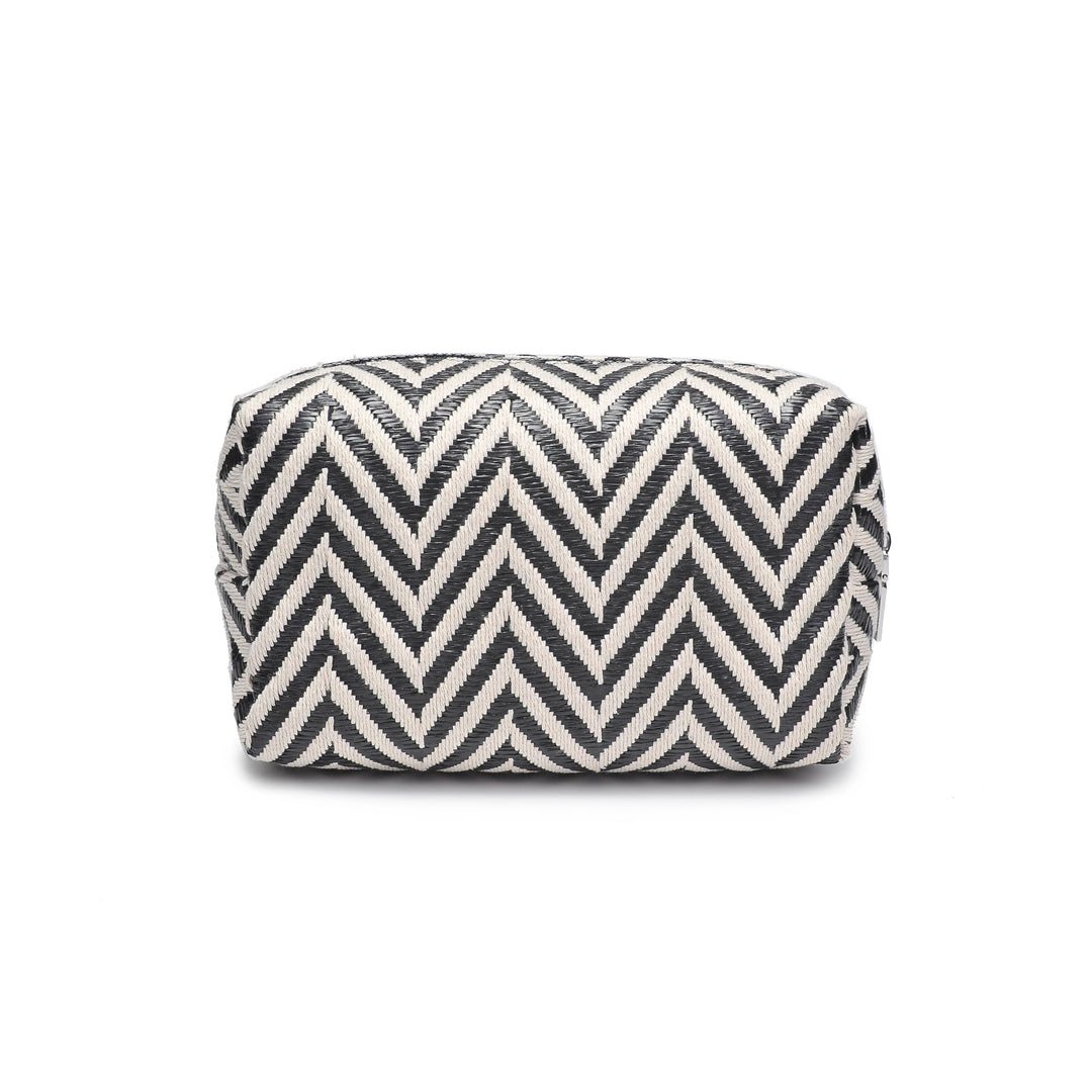 Makeup Bag Black/White Chevron Design