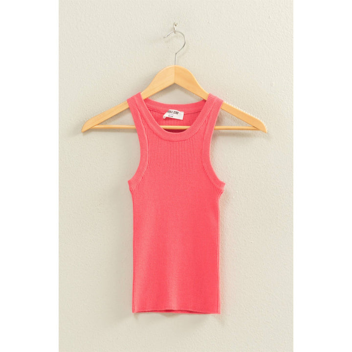 White Ribbed Knit Tank Top